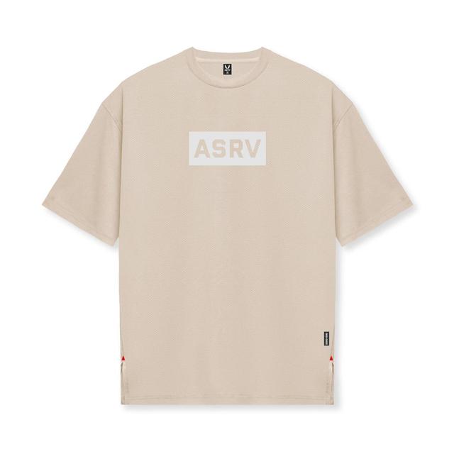 0822. AeroSilver® Oversized Tee - Beige "Box Logo" Product Image