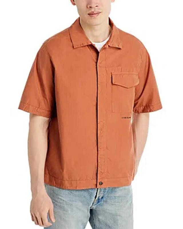 Cotton Shirt Jacket In Rust Product Image