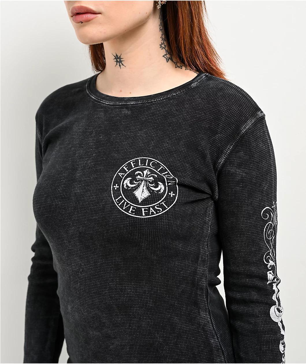 Affliction Simulation Black Thermal Long Sleeve T-Shirt Product Image