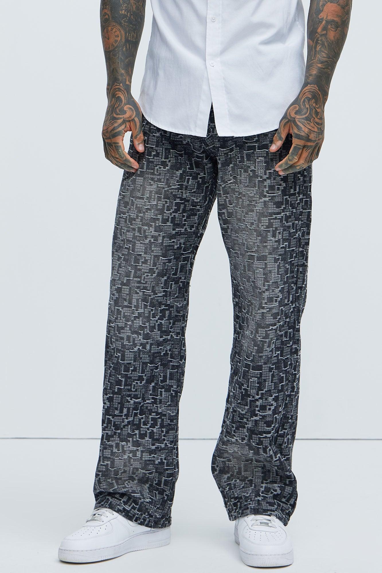 Arrow Jacquard Straight Jeans - Black Wash Product Image