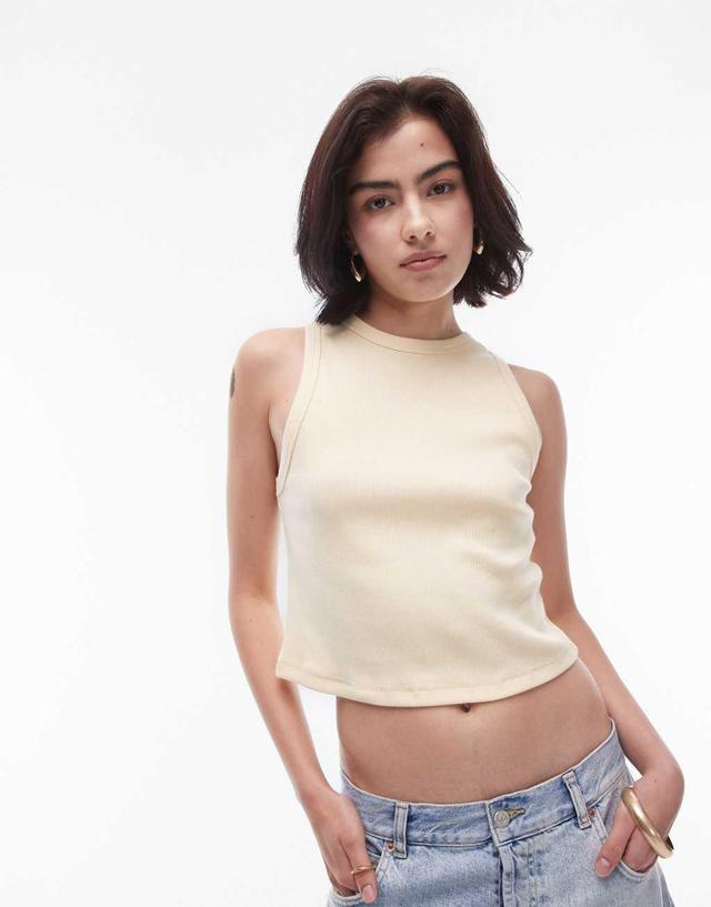 Topshop slim tank crop top in lemon Product Image