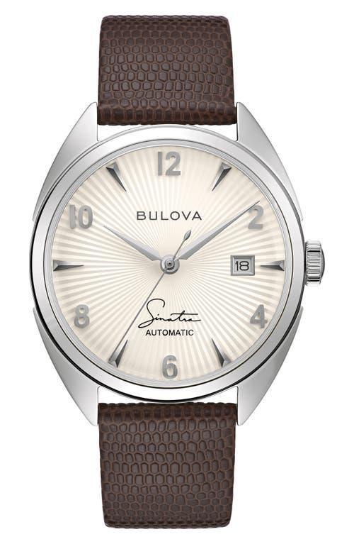 Bulova Mens Frank Sinatra Automatic Brown Leather Strap Watch 39mm Product Image