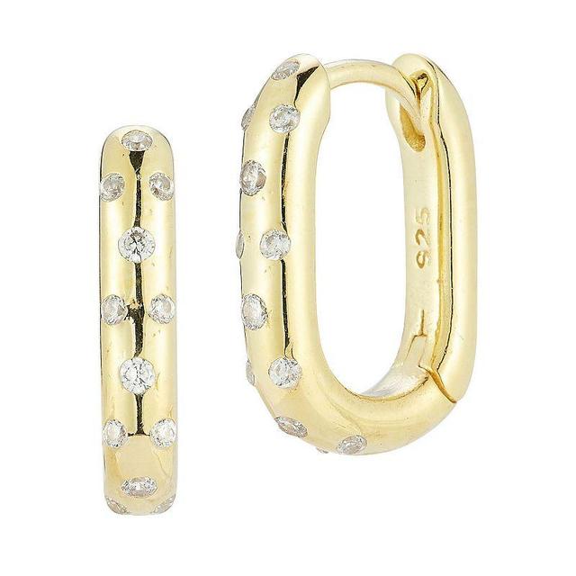 Sunkissed Sterling Sterling Silver Cubic Zirconia Oval Hoop Earrings, Womens, Gold Tone Product Image