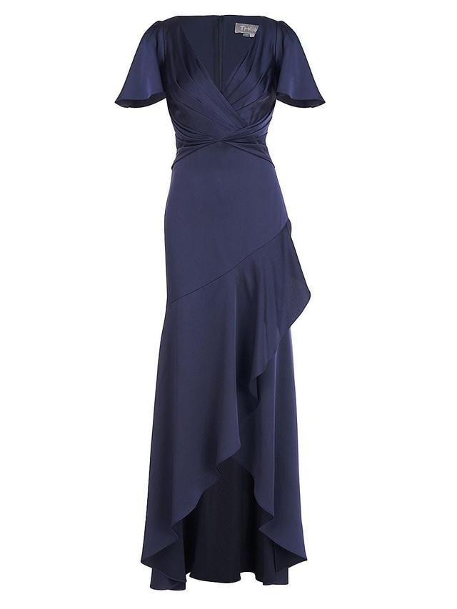 Womens Valencia Flutter-Sleeve Satin Gown Product Image