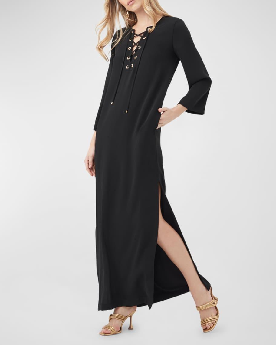 Catamaran Lace-Up Georgette Maxi Dress Product Image