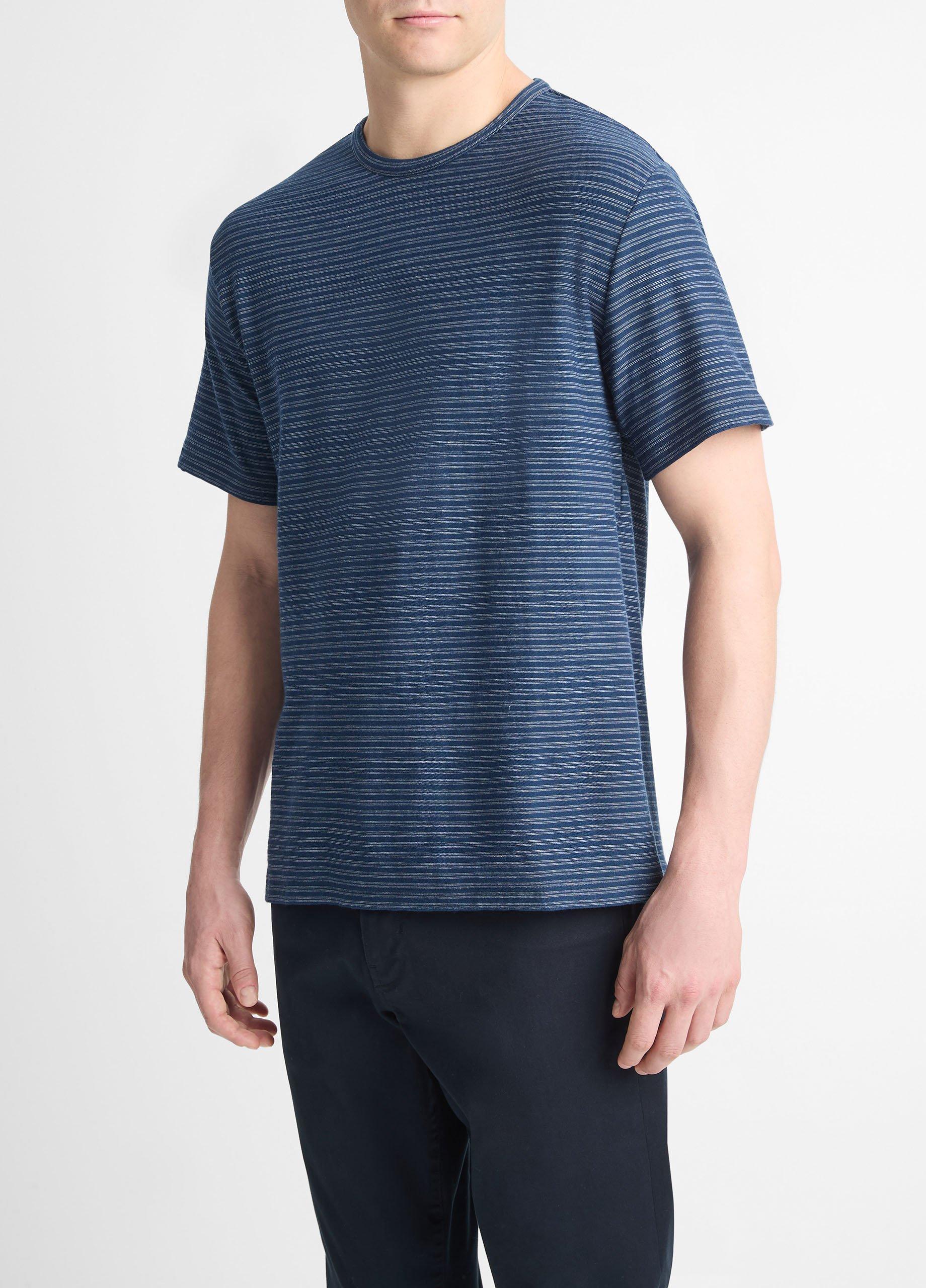 Plaited Stripe Pima Cotton Crew Neck T-Shirt Product Image