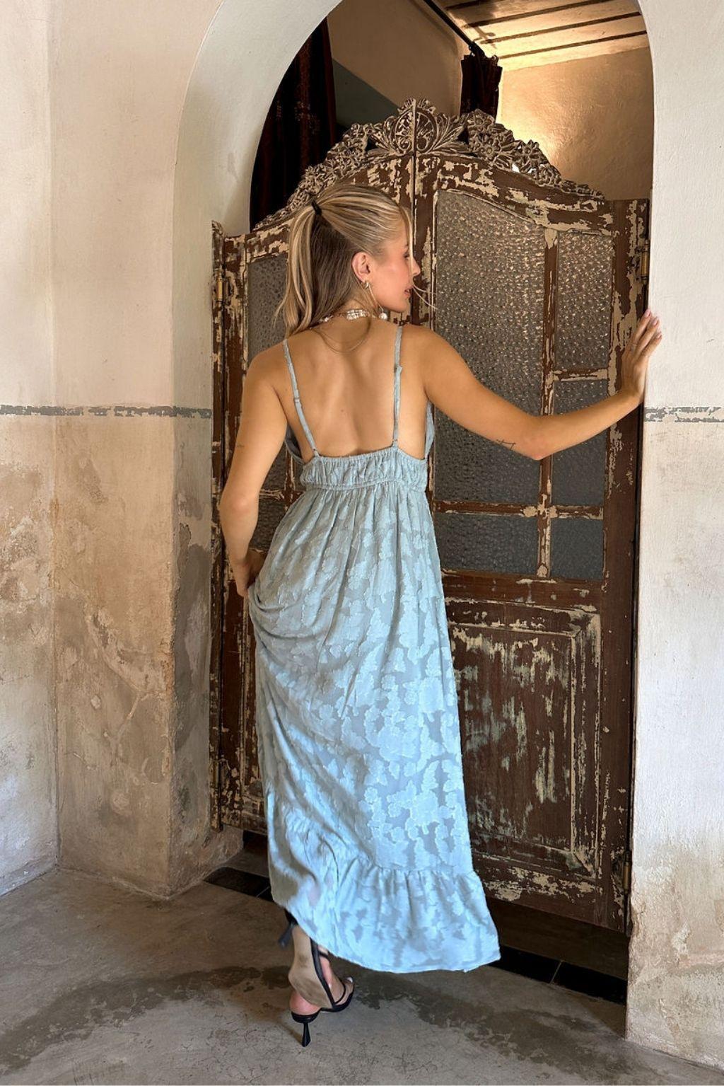 Clemente Blue Textured Maxi Dress Product Image