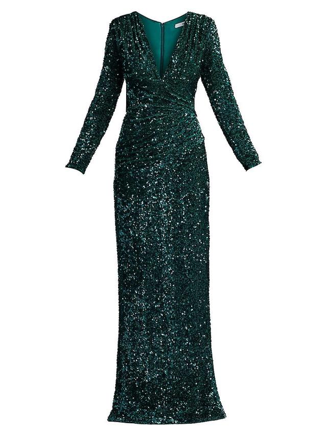 Womens Sequined Surplice Body-Con Gown Product Image