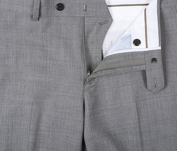 (36S, 38L) Light Gray 100% Virgin Wool Regular Fit Pick Stitched 2 Piece Suit Product Image