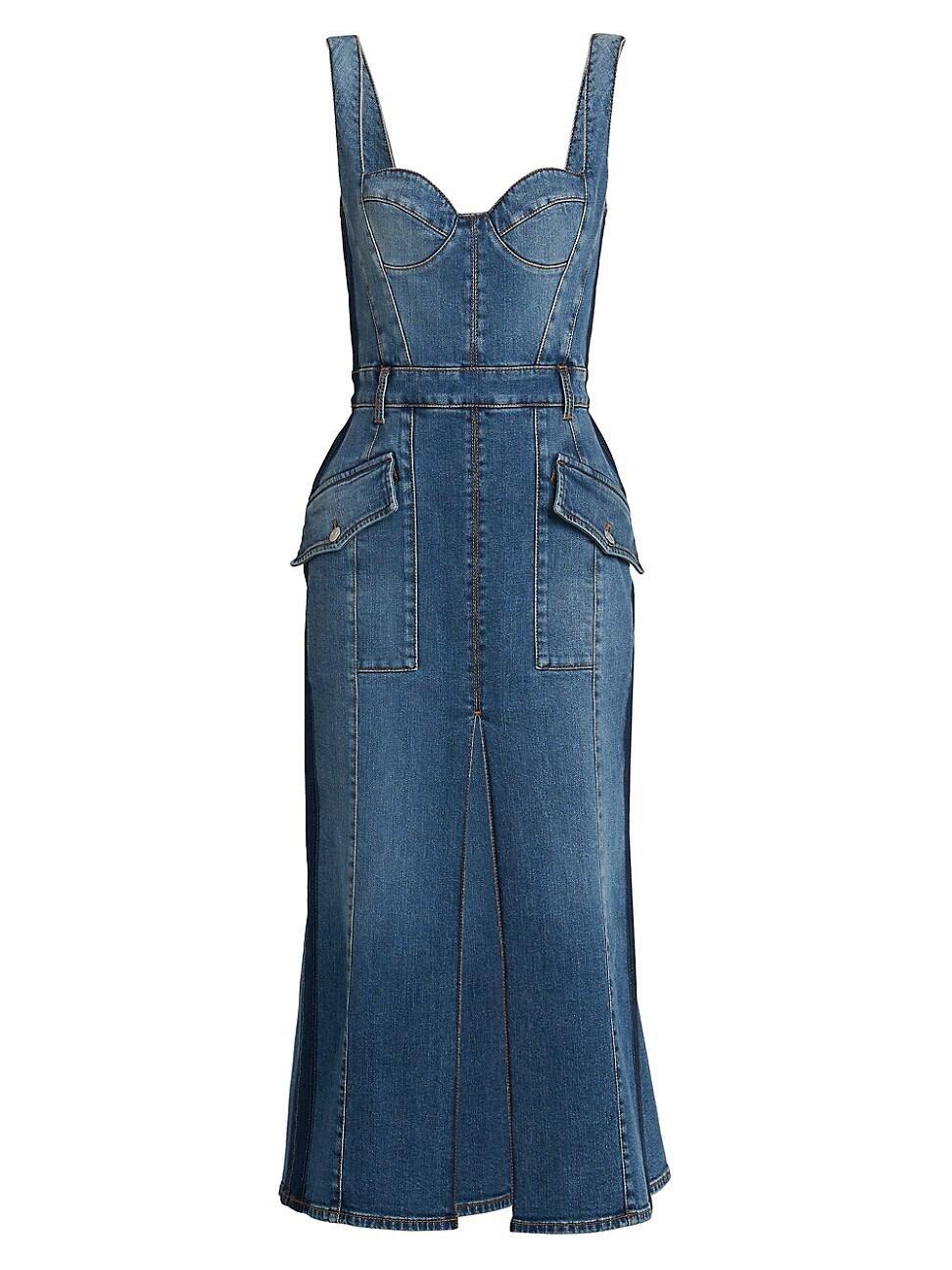 Womens Denim Cotton-Blend Midi-Dress Product Image