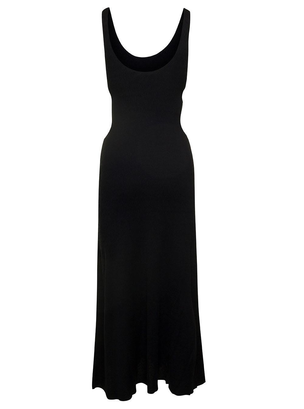 Cutout Crinkled Silk-linen Knit Maxi Dress In Black Product Image