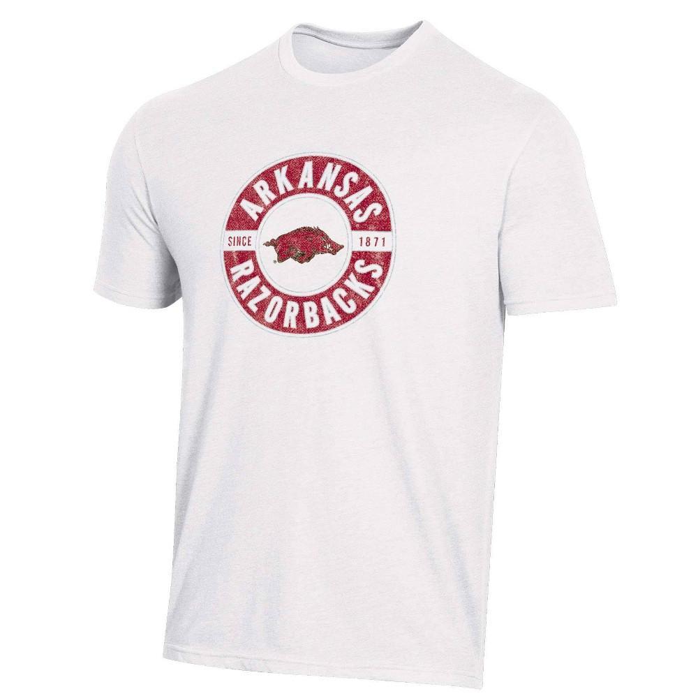 NCAA Arkansas Razorbacks Mens White Biblend T-Shirt Product Image