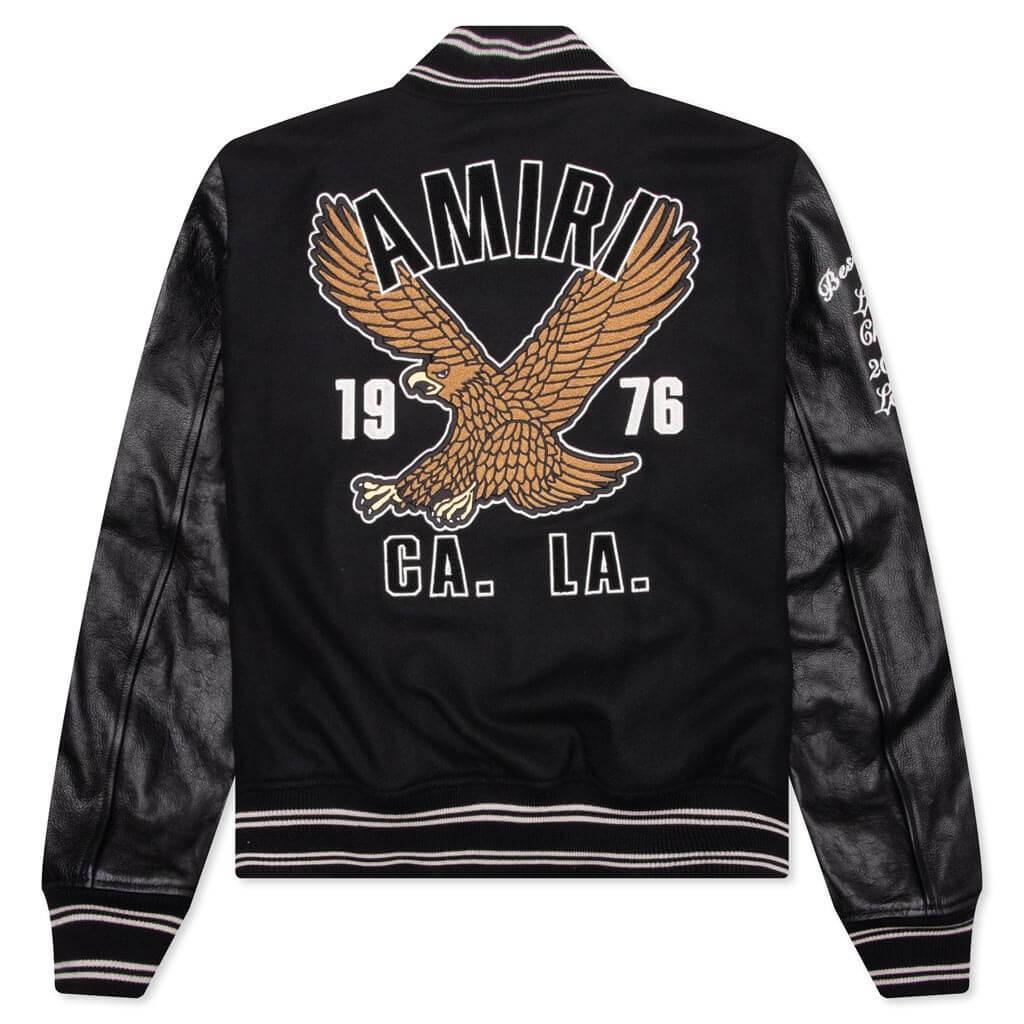 Oversized Eagle Varsity Jacket - Black Male Product Image