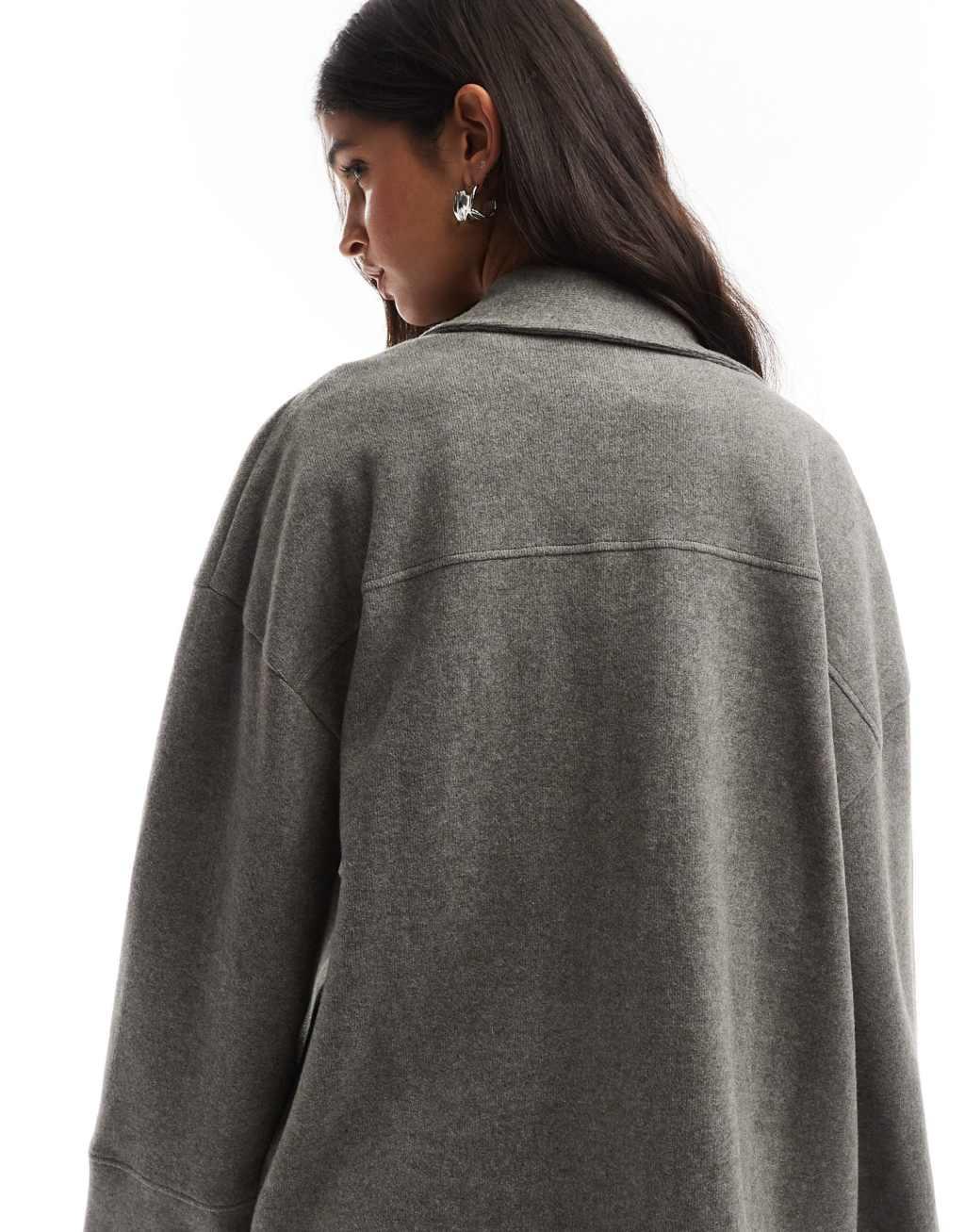 ASOS DESIGN supersoft shacket in charcoal heather Product Image