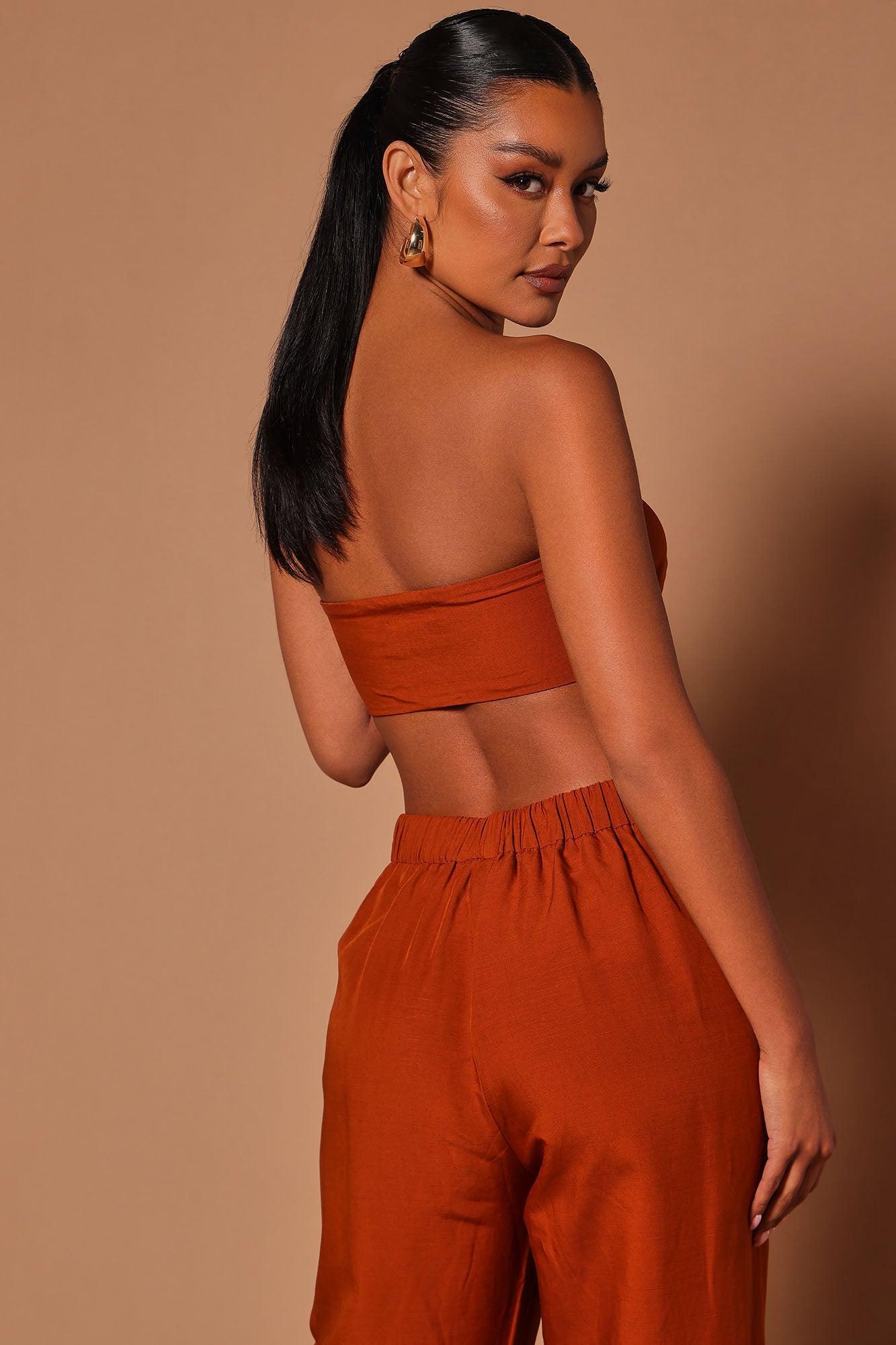 Deena Linen Crop Top - Rust Product Image