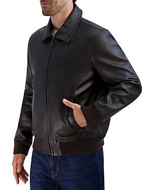 Cole Haan Leather Aviator Bomber Jacket Product Image