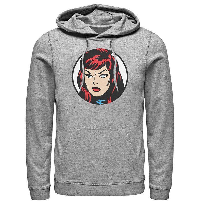 Mens Marvel Black Widow Big Face Hoodie Athletic Grey Product Image