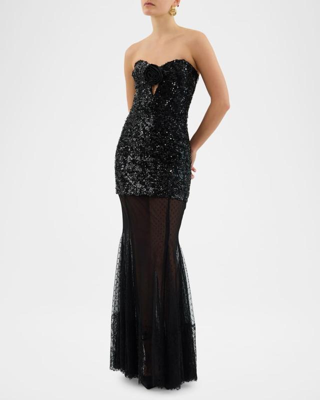 Diana Strapless Sequin & Tulle Gown Product Image