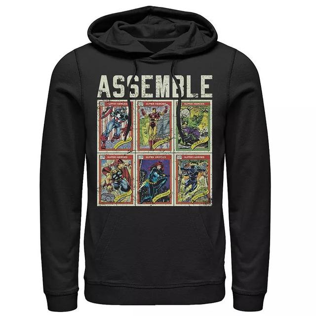 Mens Marvel Assemble Avengers Trading Cards Stacked Poster Hoodie Product Image