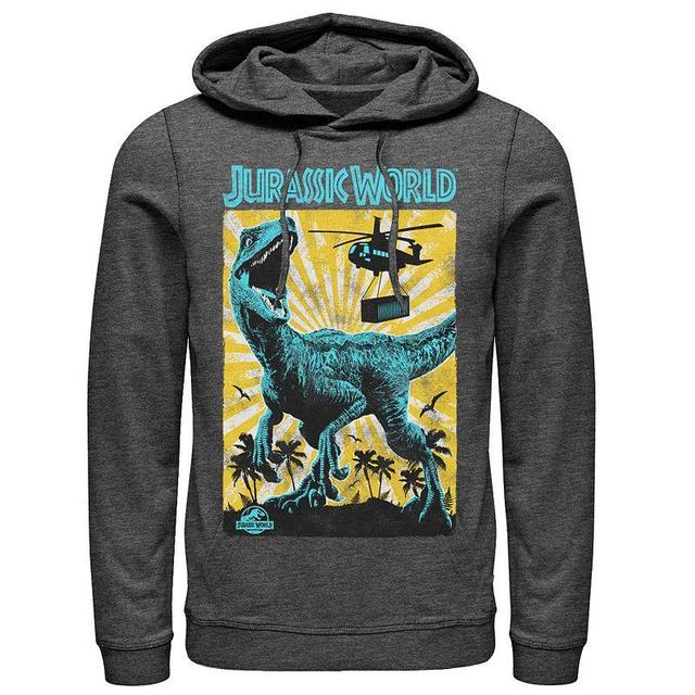 Mens Jurassic World T-Rex Color Pop Retro Poster Hoodie Grey Heather Product Image