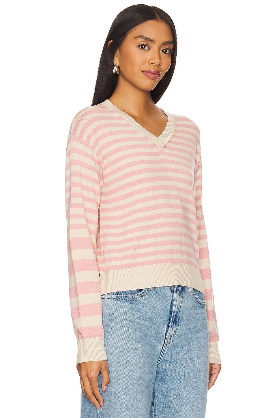 Light Soft Knit Stripe V Neck Sweater MONROW Product Image