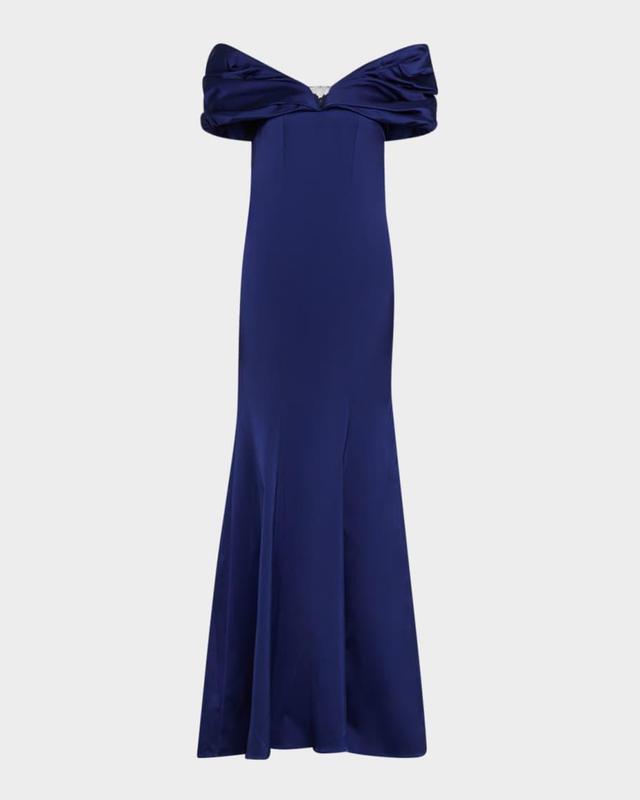 Off-Shoulder Stretch Satin Gown Product Image