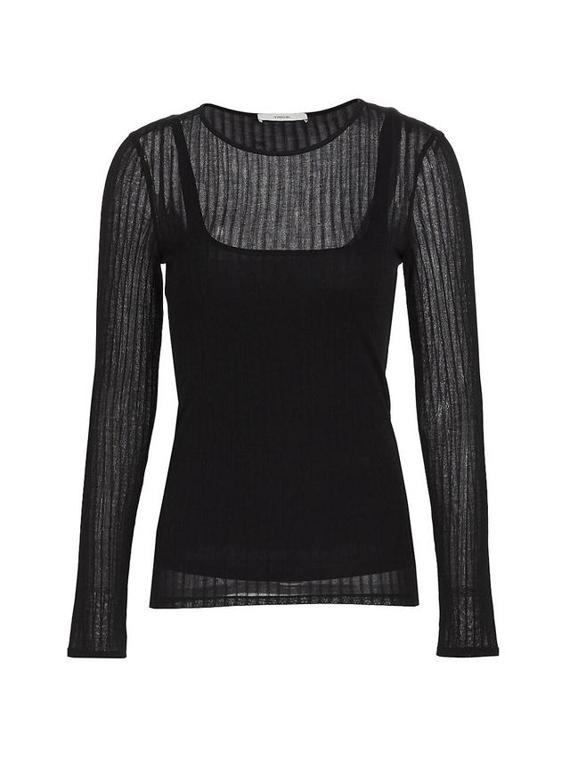 Womens Sheer Crewneck Sweater Product Image