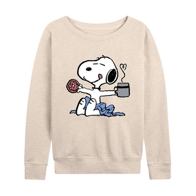 Plus Size Peanuts Snoopy Donut And Coffee Lightweight French Terry Sweatshirt, Girls Brown Product Image