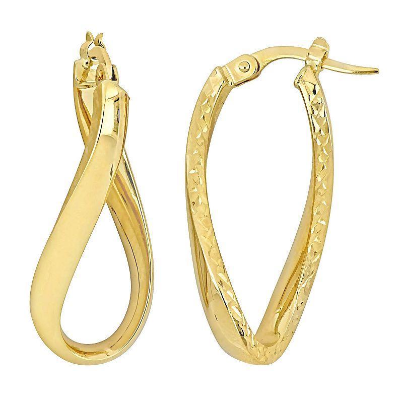 Stella Grace 14k Gold Twist Textured Oval Hoop Earrings, Womens, Yellow Product Image