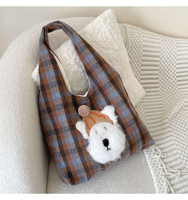 Plaid Dog Applique Tote Bag Product Image