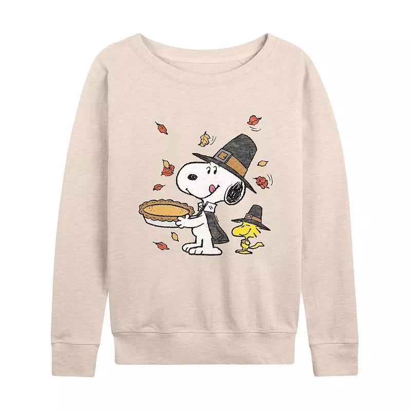 Plus Size Peanuts Snoopy & Woodstock Thanksgiving Lightweight French Terry Sweatshirt, Womens Product Image