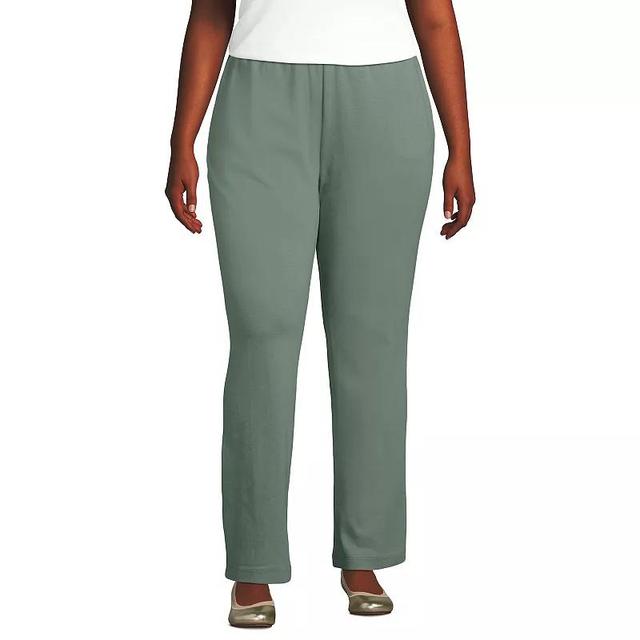 Plus Size Lands End Sport Knit High-Waist Pull-On Pants, Womens Flax Grey Product Image