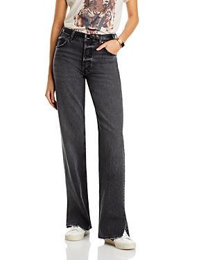 Anine Bing Roy Straight Leg Jeans in Washed Black Product Image