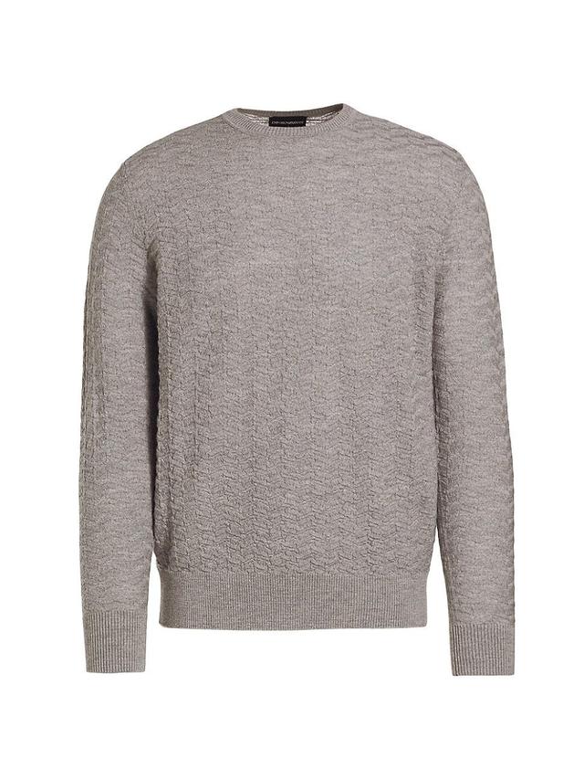 Emporio Armani Chevron Textured Wool Crewneck Sweater Product Image