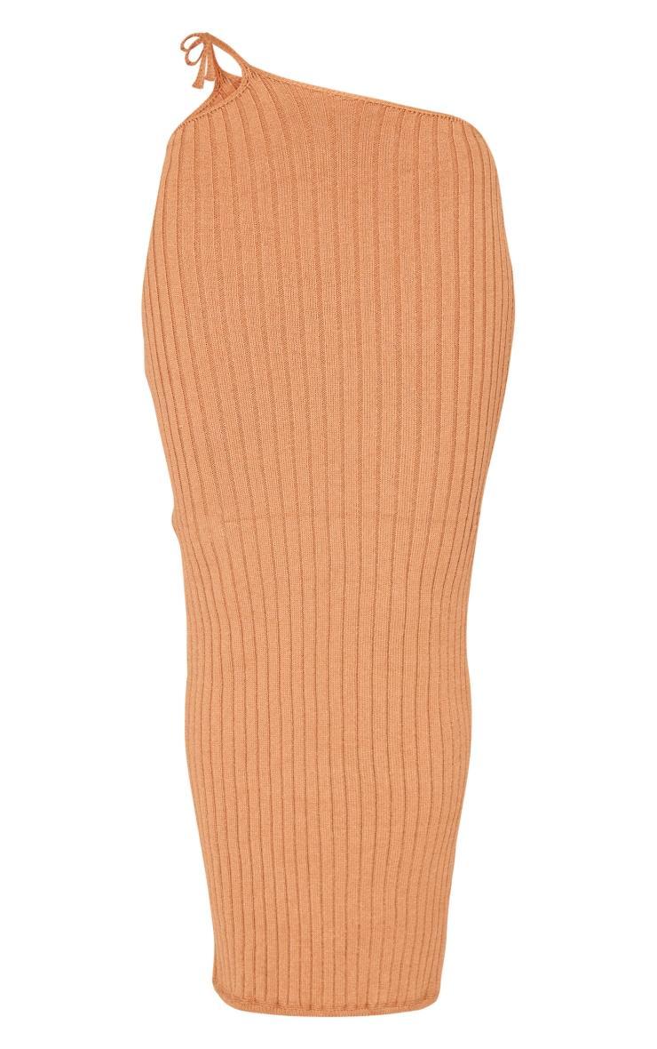 Tan Wide Rib Knitted Maxi Skirt Product Image