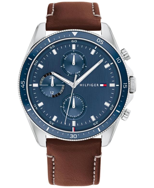 Tommy Hilfiger Mens Chronograph Brown Leather Strap Watch 44mm - Brown Product Image