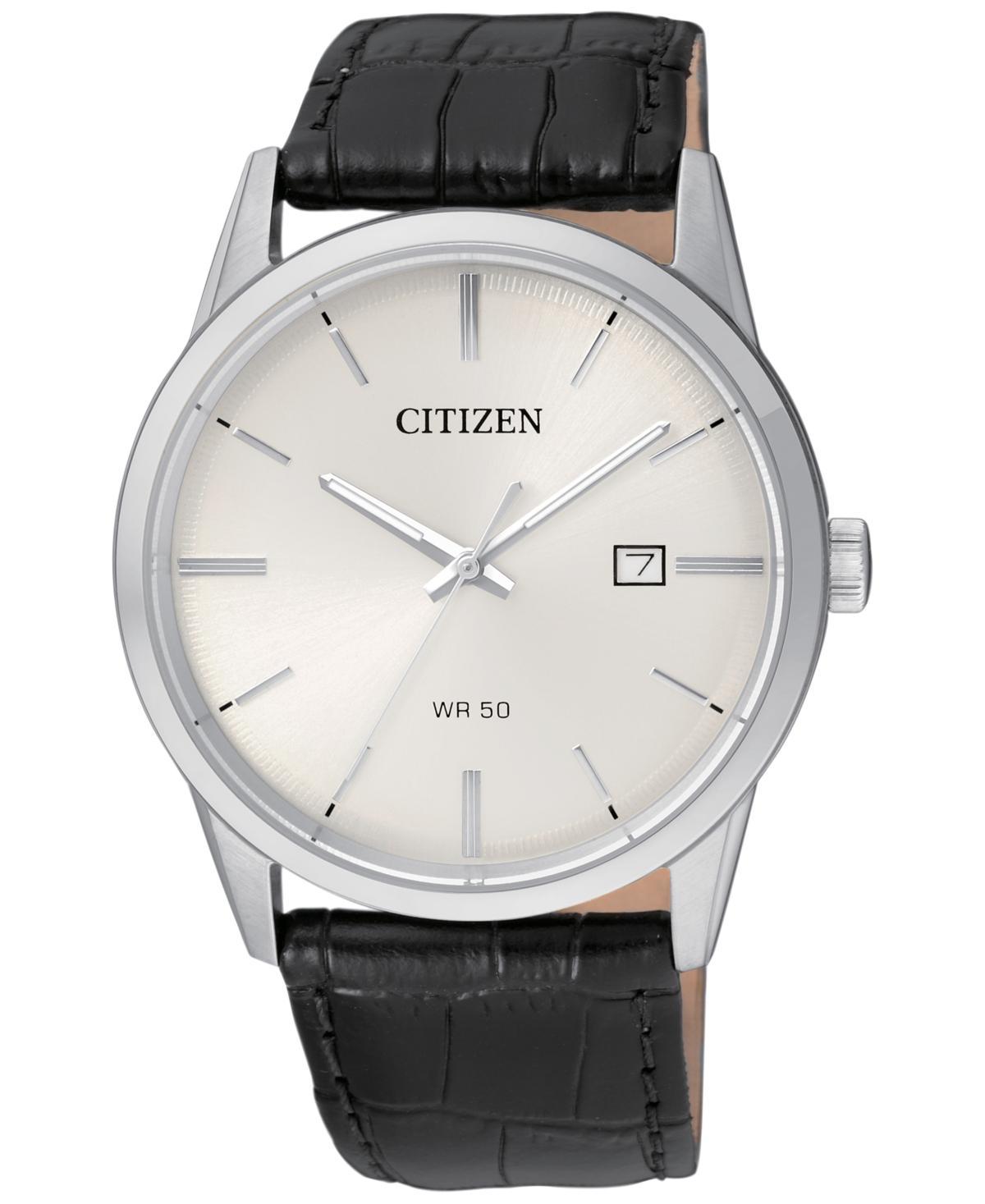 Citizen Mens Quartz Black Leather Strap Watch 39mm BI5000-01A Product Image