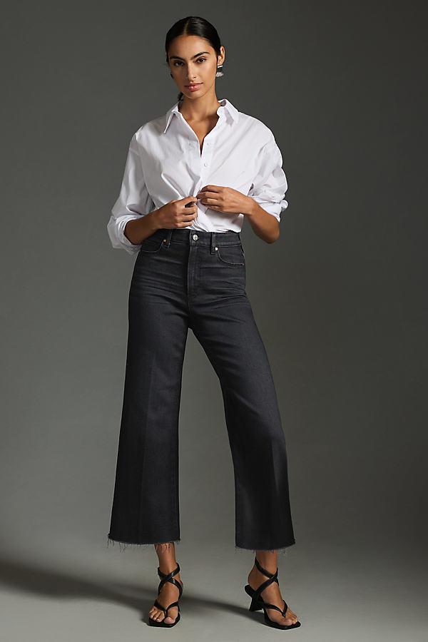 Paige Anessa High Rise Wide Leg Ankle Jeans in Black Lotus Product Image