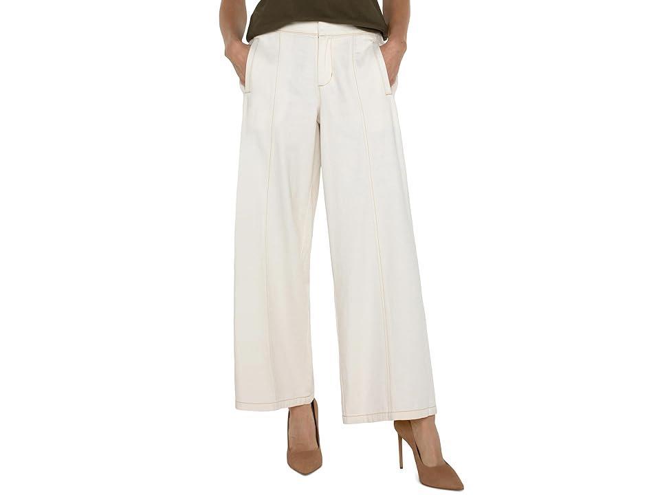 Liverpool Los Angeles Wide Leg Mid-Rise Trouser With Elastic Back Waistband (Antique Ecru) Women's Jeans product image