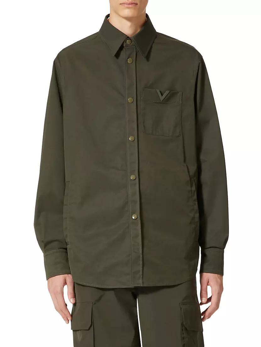 Nylon Shirt Jacket With Rubberized V Detail Product Image