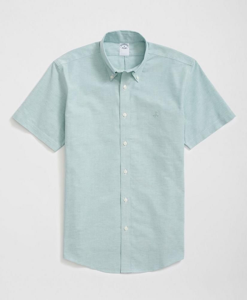 Stretch Cotton Non-Iron Oxford Polo Button Down Collar, Short-Sleeve Shirt Product Image