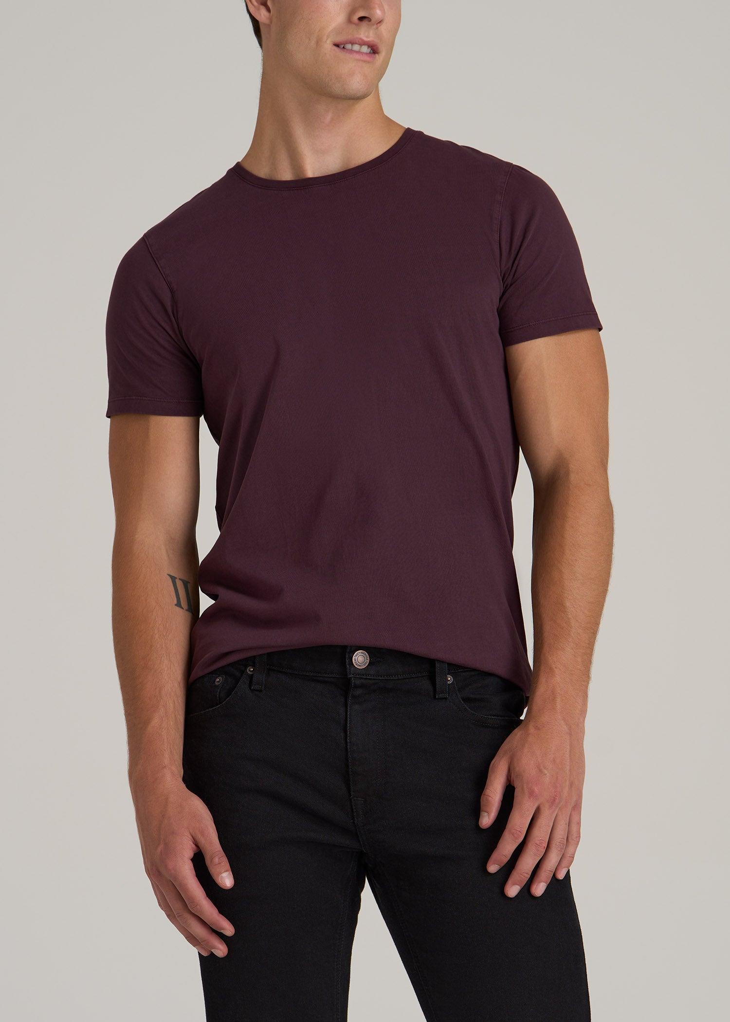 MODERN-FIT Garment Dyed Cotton Men's Tall T-Shirt in Deep Purple Male Product Image