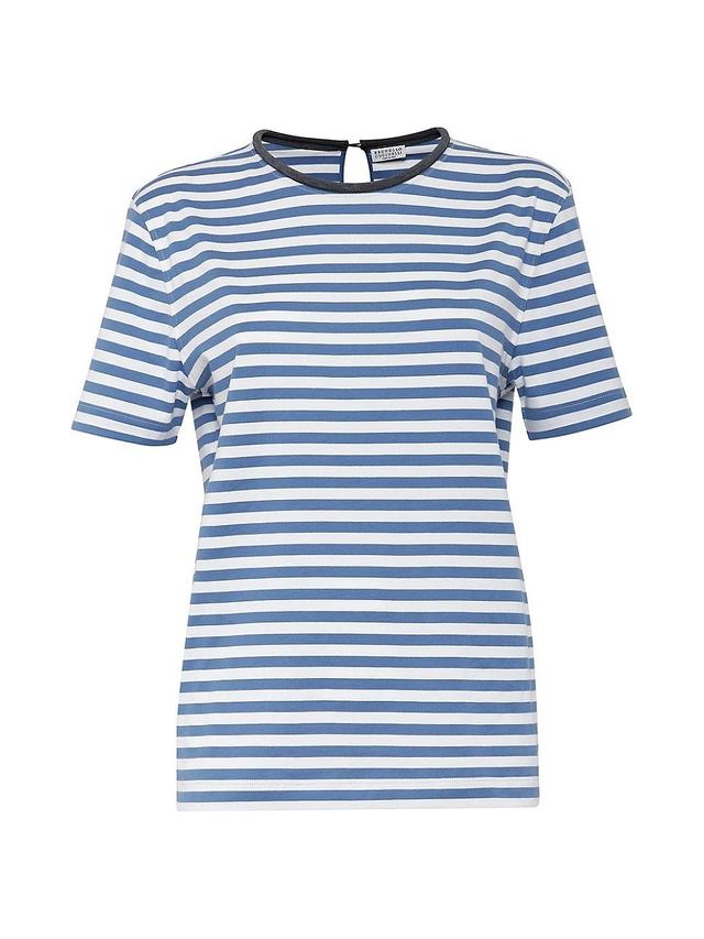 Womens Cotton Striped Jersey T-Shirt Product Image