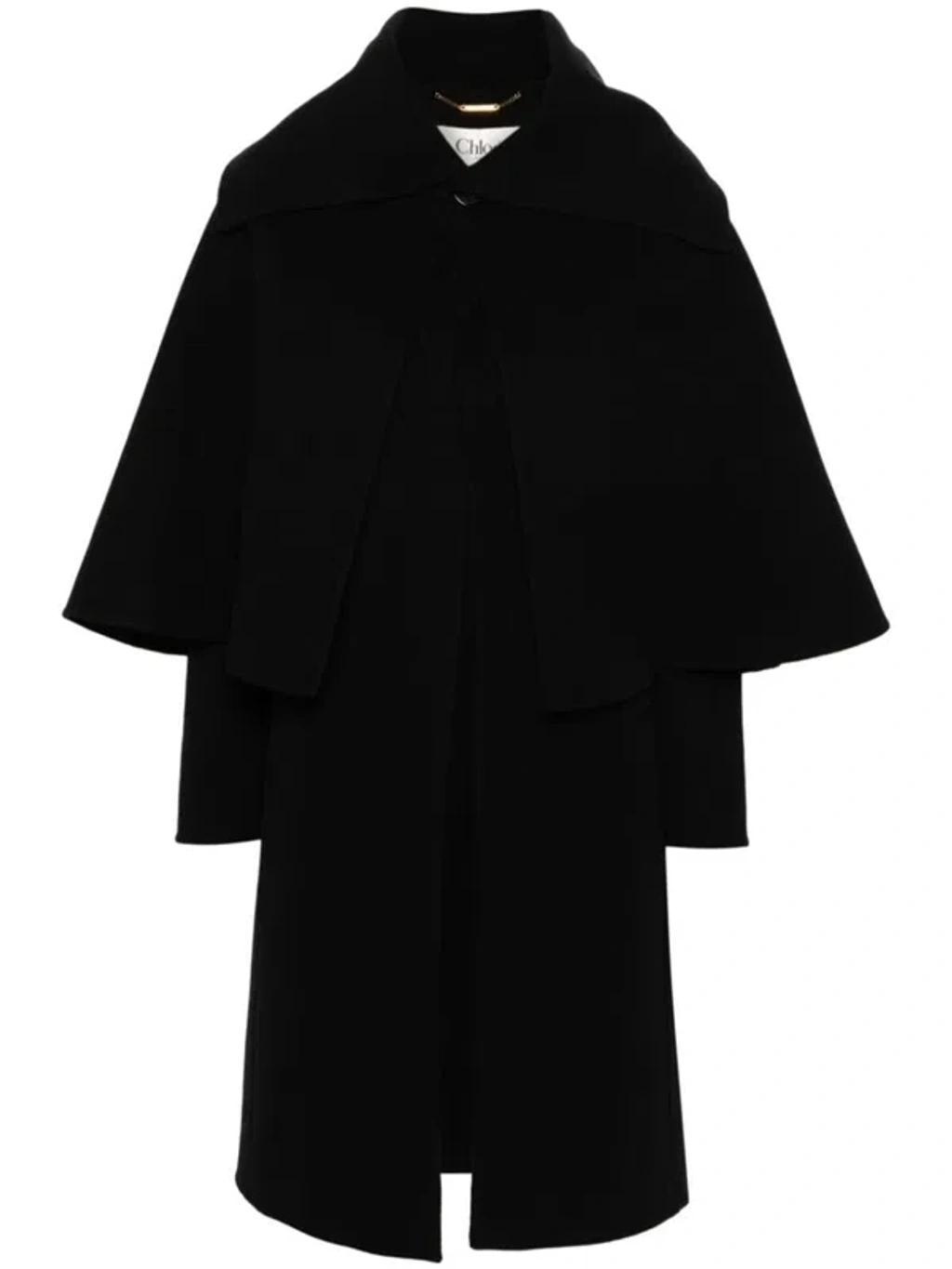 CHLOÉ Double Face Wool Cashmere Coat In Black   Product Image