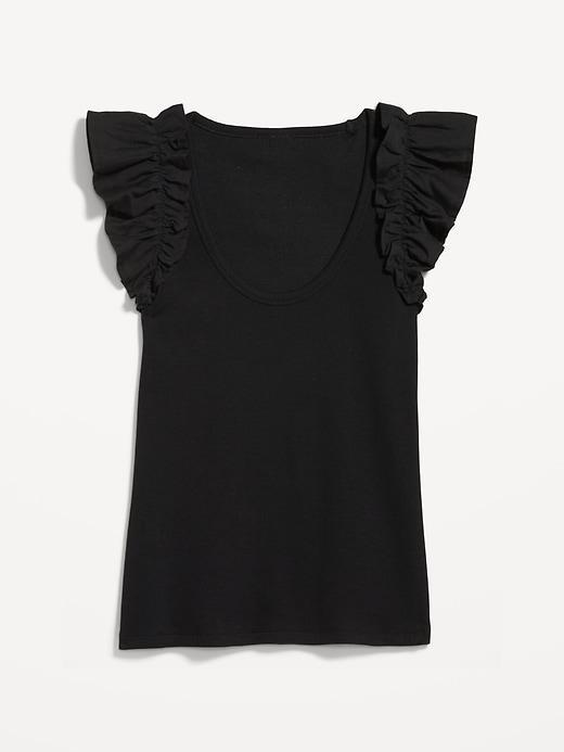 Ruffled Mixed Fabric Tank Top Product Image