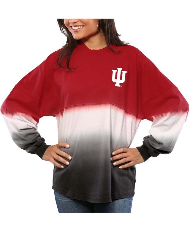 Womens Crimson Indiana Hoosiers Ombre Long Sleeve Dip-Dyed Product Image