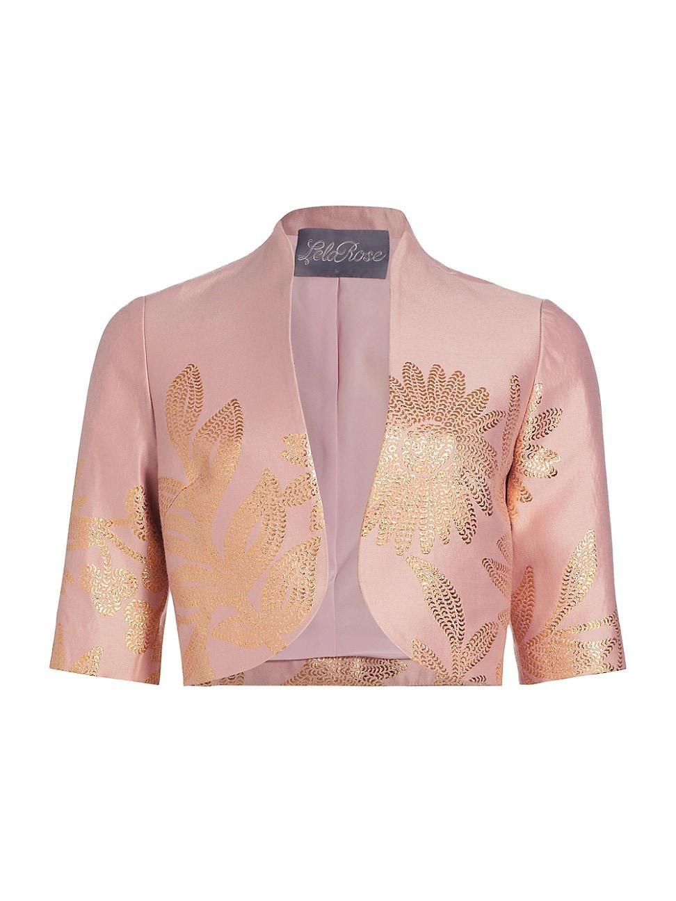 Lela Rose Metallic Floral Crop Jacket Product Image