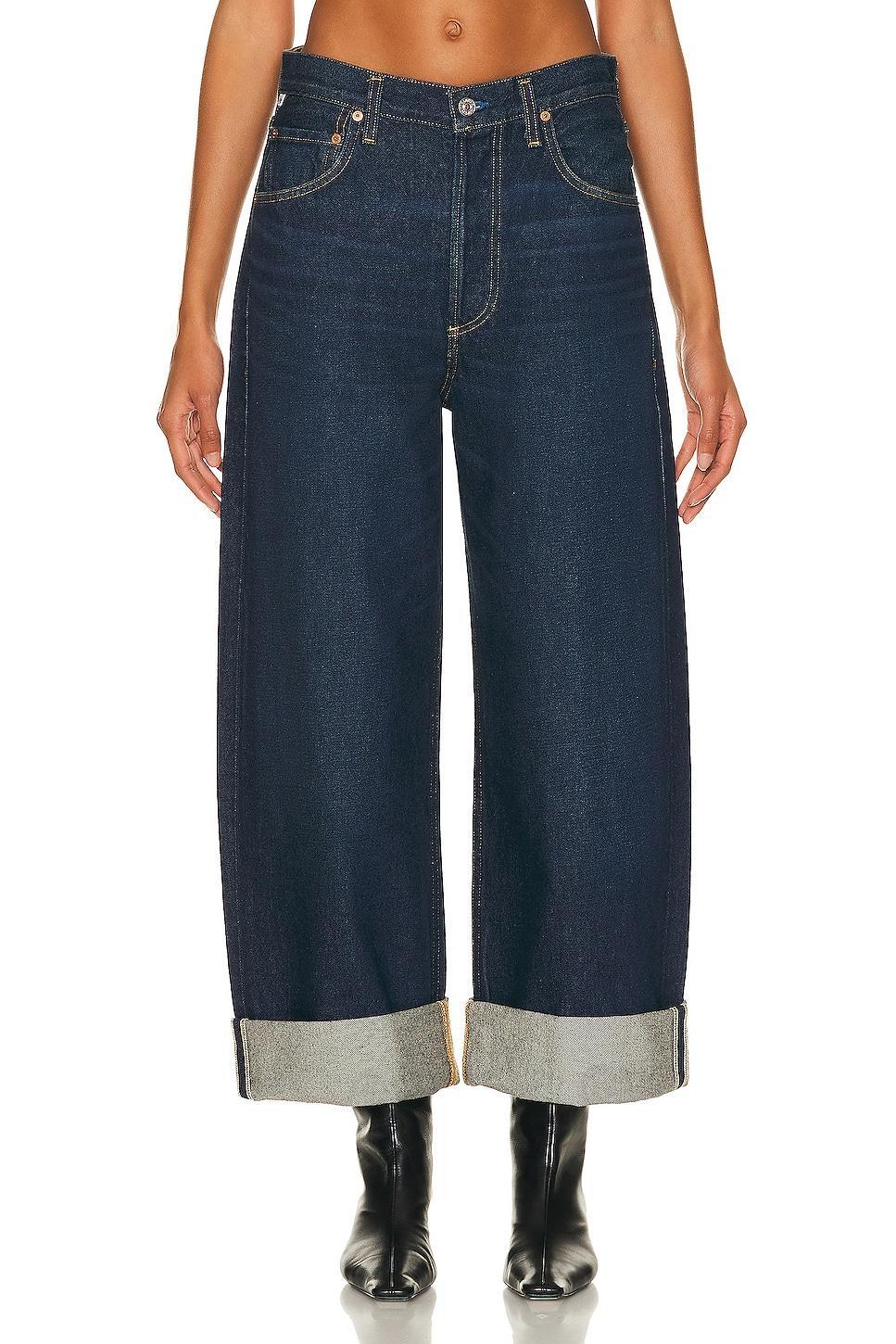 Citizens of Humanity Ayla Baggy Cuffed Crop in Bravo - Denim-Dark. Size 28 (also in 24, 25, 26, 27, 29, 30, 31, 32, 33). Product Image