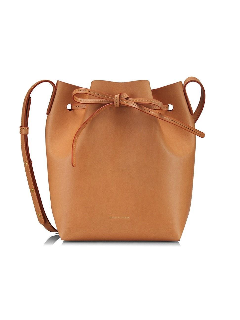 Womens Mini Leather Bucket Bag Product Image