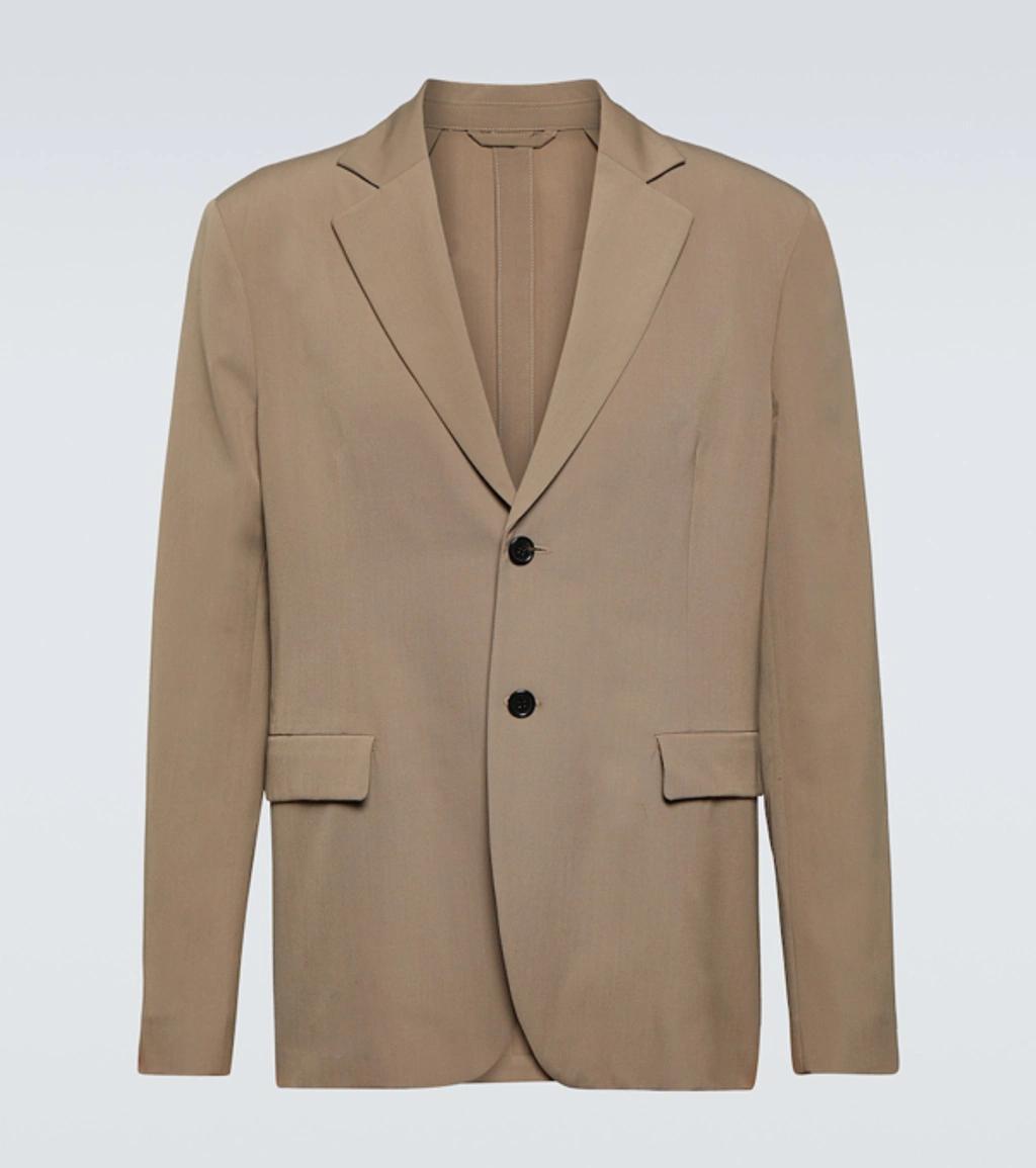 Single-breasted Wool-blend Blazer In Cvd Mud Grey Product Image